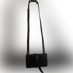 Johnny Farah Wrap Wallet Crossbody Bag Black Leather